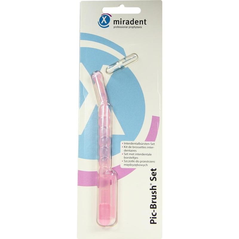 MIRADENT Interd.Pic-Brush Set 1Halt+1Bü.tran.pink