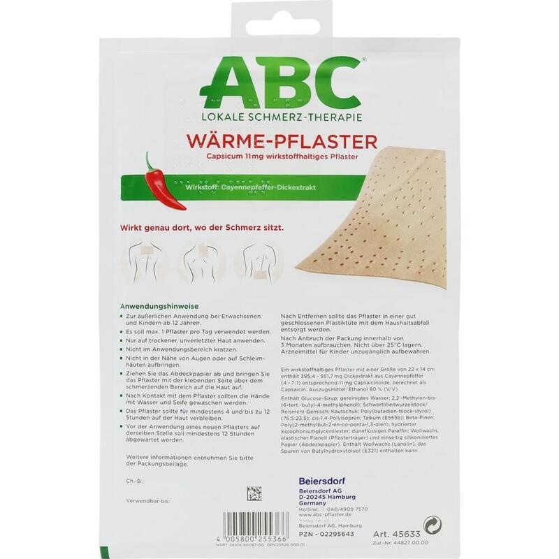 ABC Wärme-Pflaster Capsicum Hansaplast med 14x22