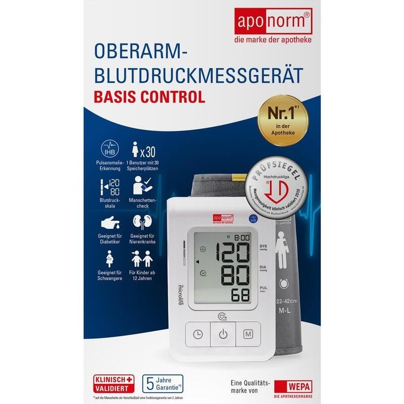 APONORM Blutdruckmessgerät Basis Control Oberarm