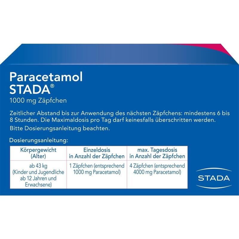 PARACETAMOL STADA 1000 mg Zäpfchen