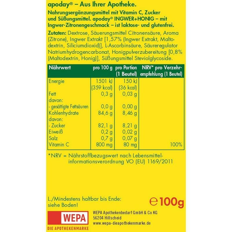 APODAY Ingwer+Honig+Vitamin C Pulver