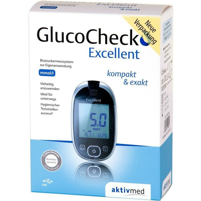 GLUCOCHECK Excellent Blutzuckermessger.Set mmol/l