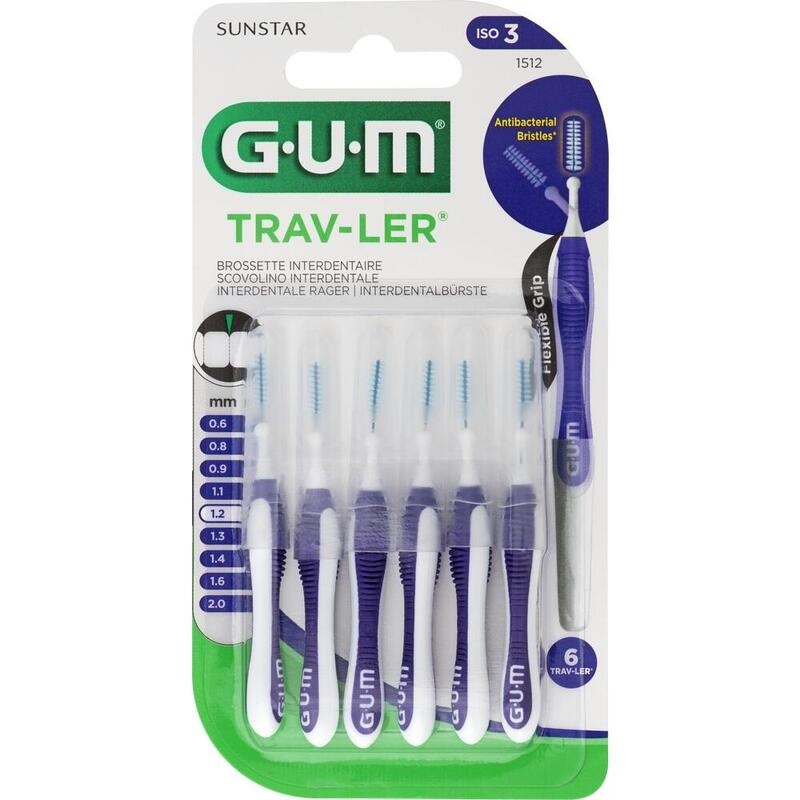 GUM TRAV-LER 1,2mm Kerze lila Interdental+6Kappen