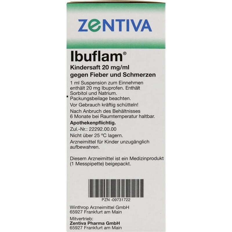 IBUFLAM Kindersaft 20mg/ml gegen Fieber u.Schmerz.
