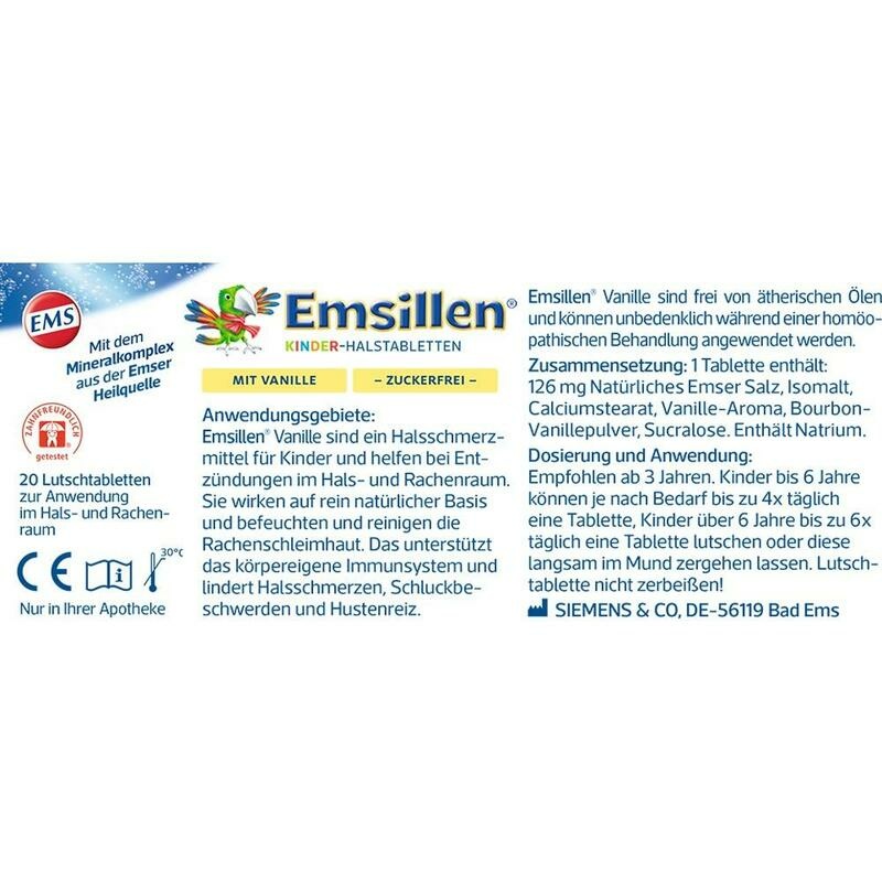 EMSILLEN Kinder Halstabletten Vanille