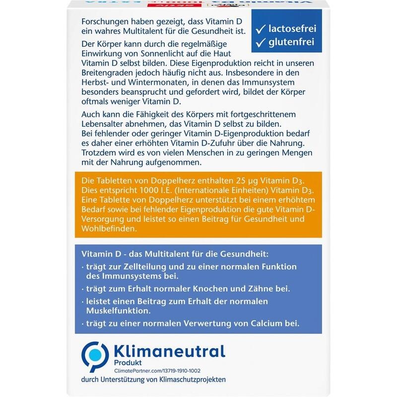DOPPELHERZ Vitamin D3 1000 I.E. EXTRA Tabletten