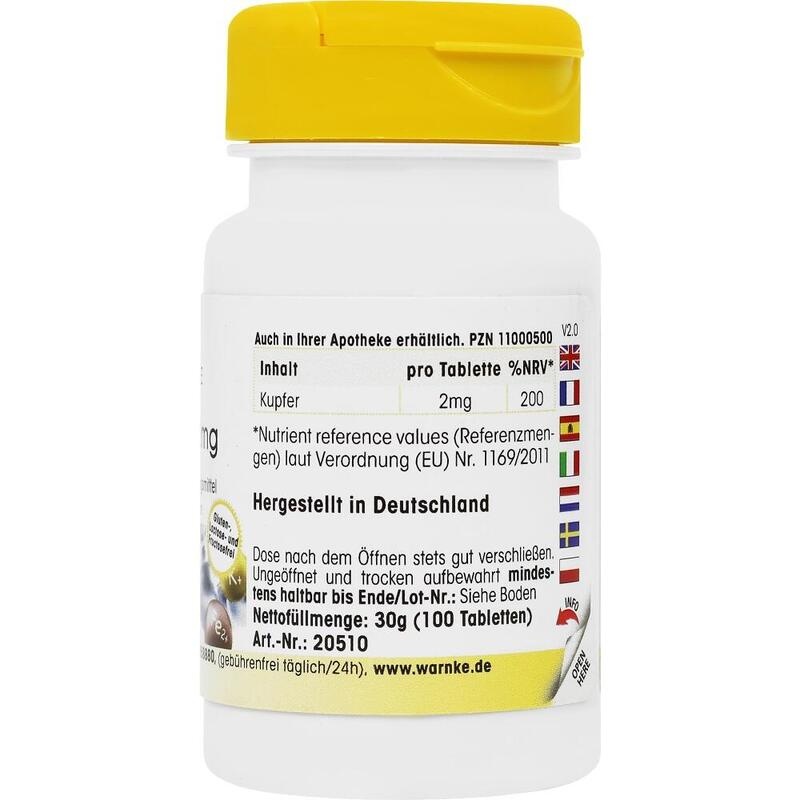 KUPFER 2 mg aus Kupfergluconat Tabletten