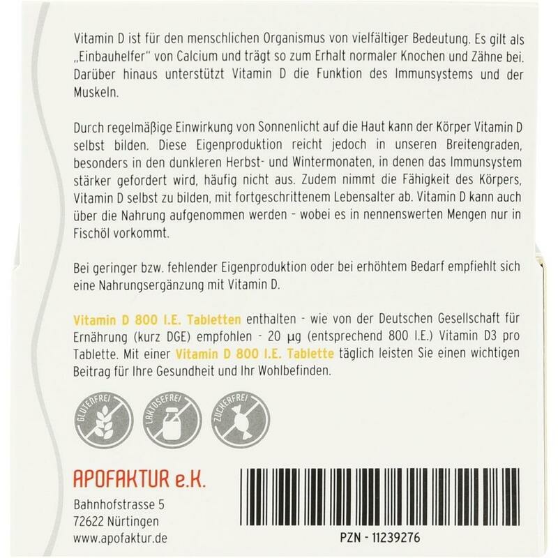 VITAMIN D3 800 freefrom Tabletten