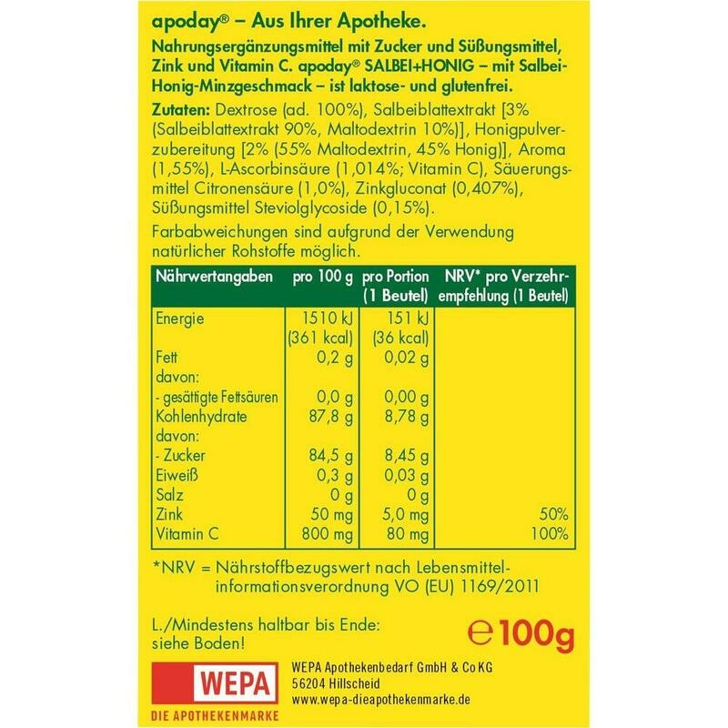 APODAY heißer Salbei+Honig+Vit.C+Zink Pulver