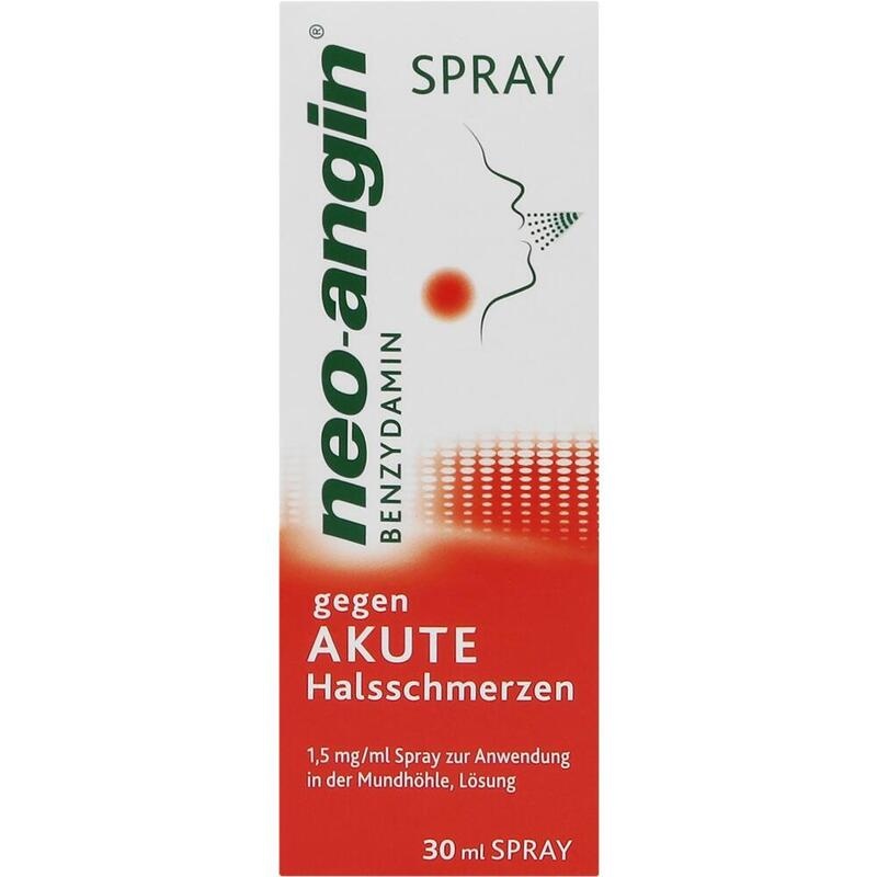 NEO-ANGIN Benzydamin Spray gegen akute Halsschmer.
