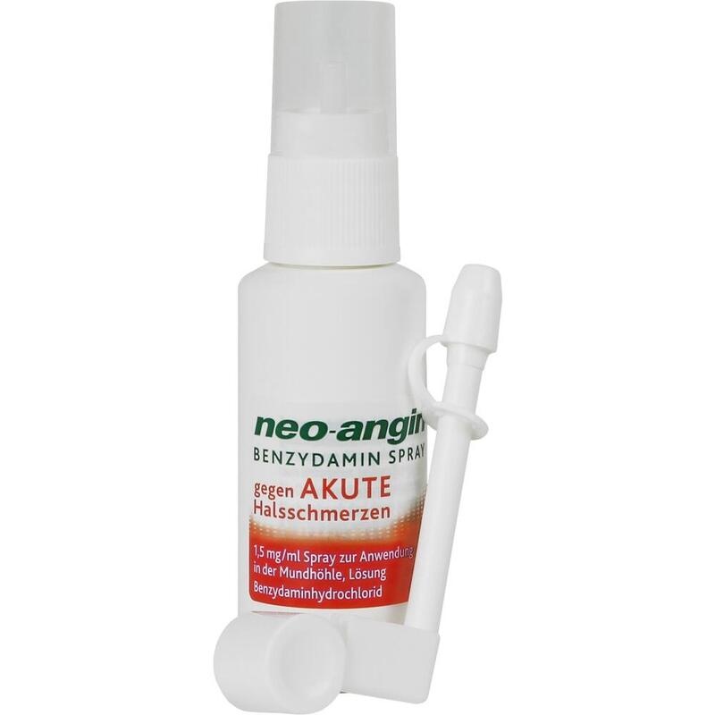 NEO-ANGIN Benzydamin Spray gegen akute Halsschmer.