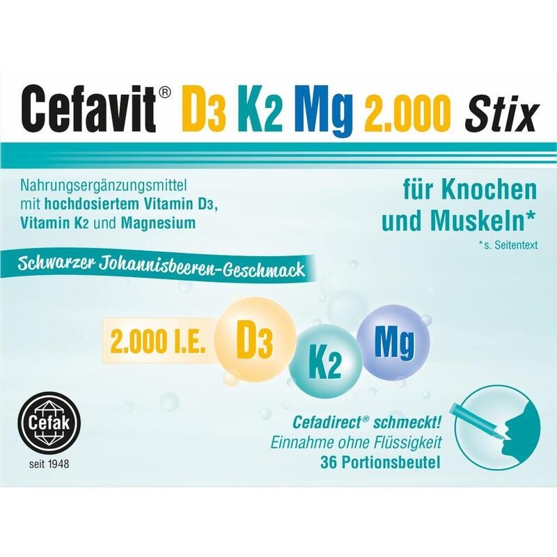 CEFAVIT D3 K2 Mg 2.000 I.E. Stix Granulat