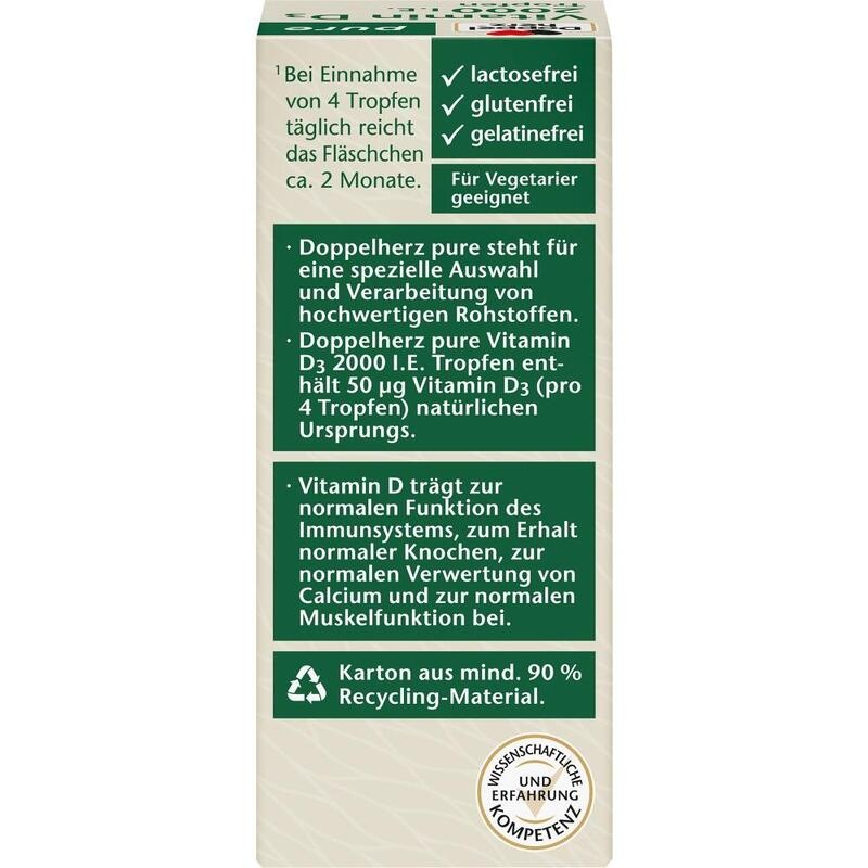 DOPPELHERZ Vitamin D3 2000 I.E. pure Tropfen