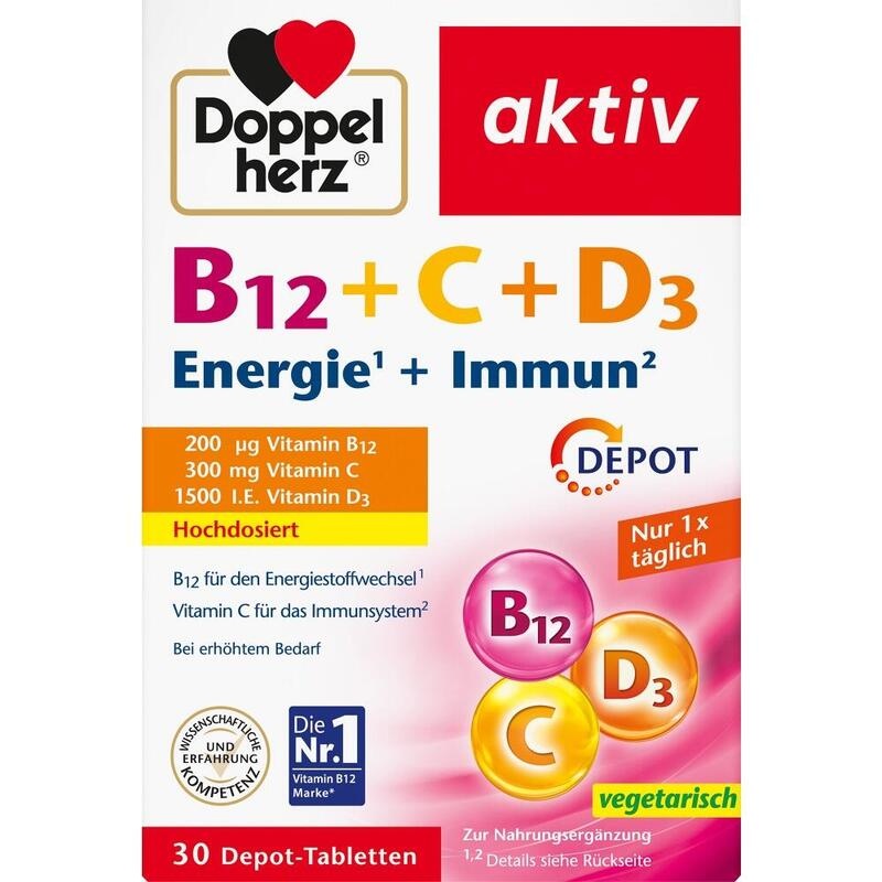 DOPPELHERZ B12+C+D3 Depot aktiv Tabletten