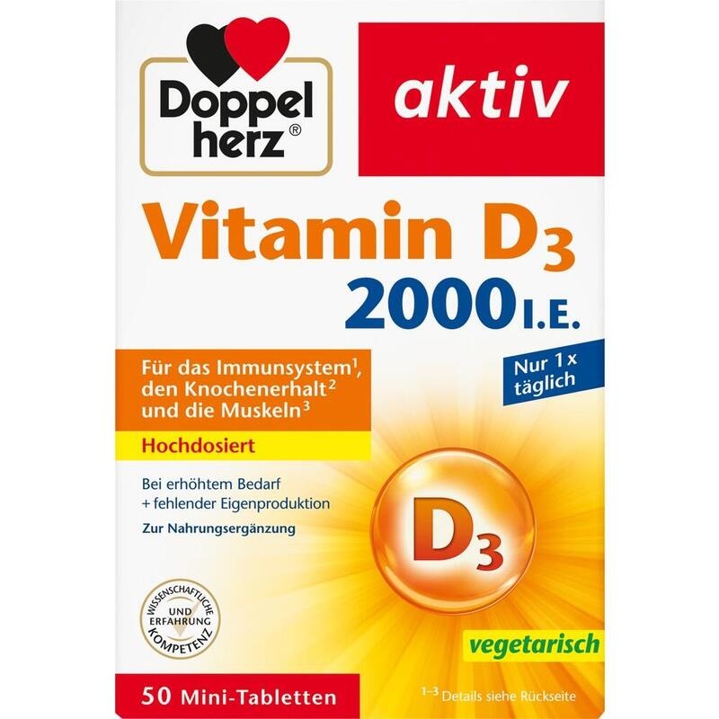 DOPPELHERZ Vitamin D3 2000 I.E. Tabletten
