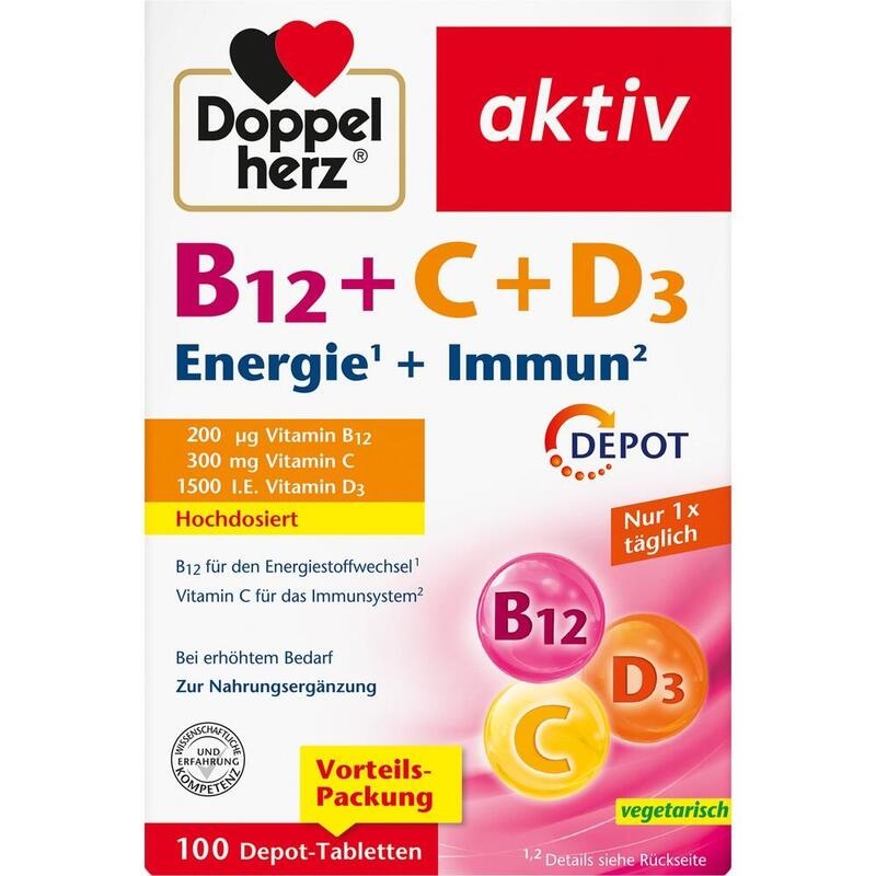 DOPPELHERZ B12+C+D3 Depot aktiv Tabletten