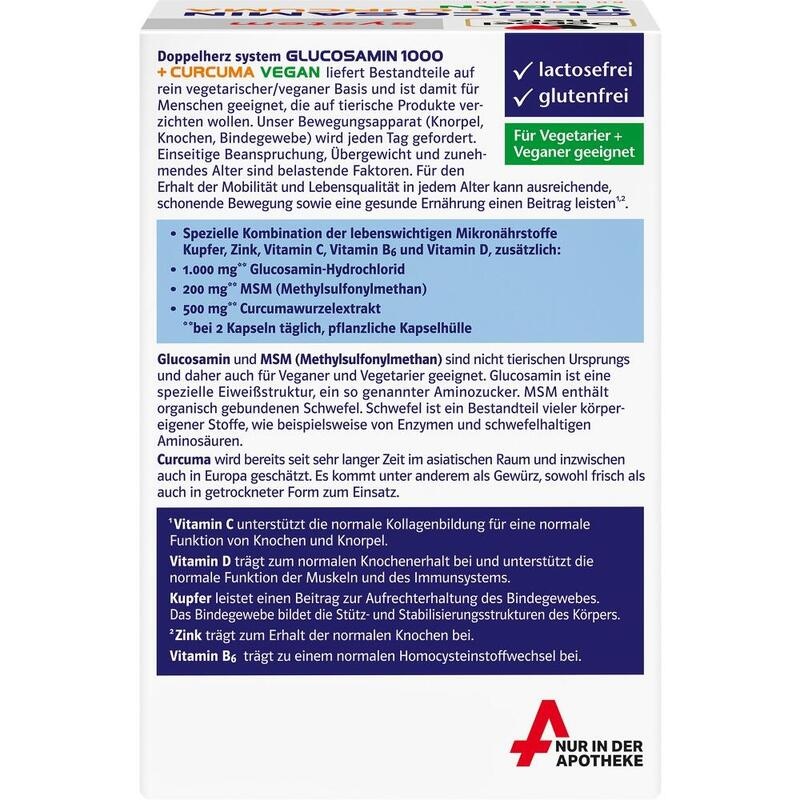 DOPPELHERZ Glucosamin 1000+Curcuma vegan syst.Kps.