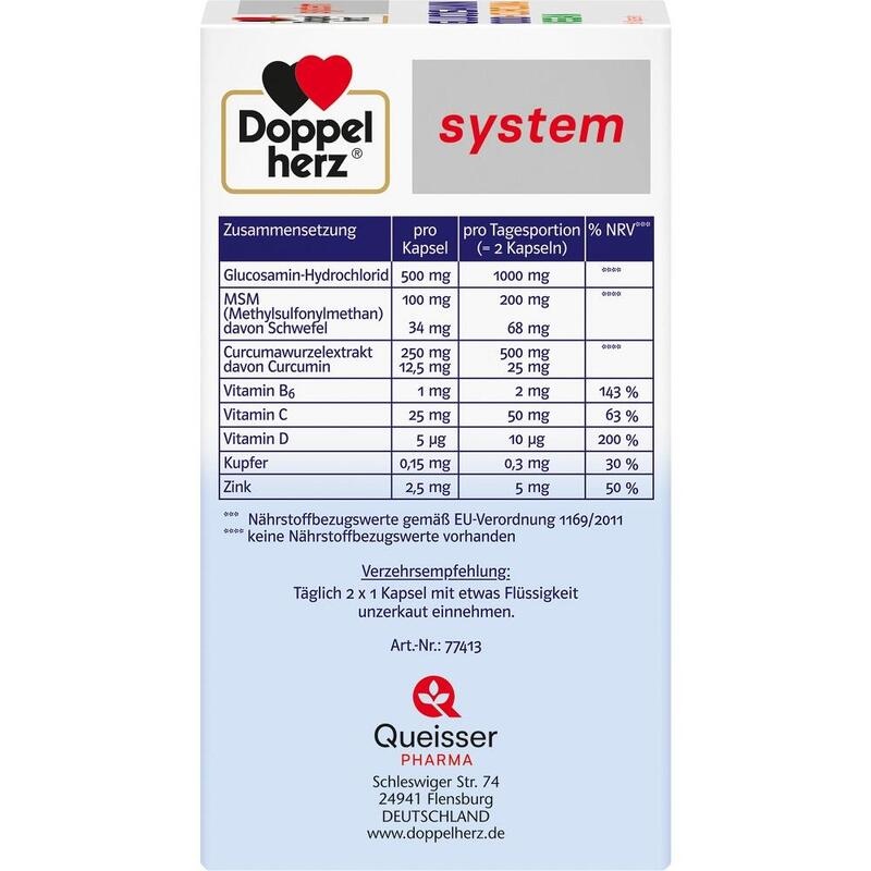 DOPPELHERZ Glucosamin 1000+Curcuma vegan syst.Kps.