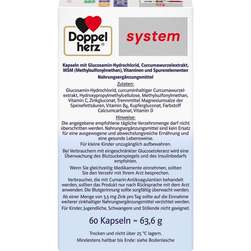 DOPPELHERZ Glucosamin 1000+Curcuma vegan syst.Kps.