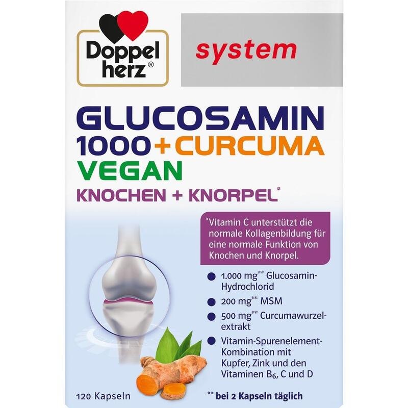 DOPPELHERZ Glucosamin 1000+Curcuma vegan syst.Kps.