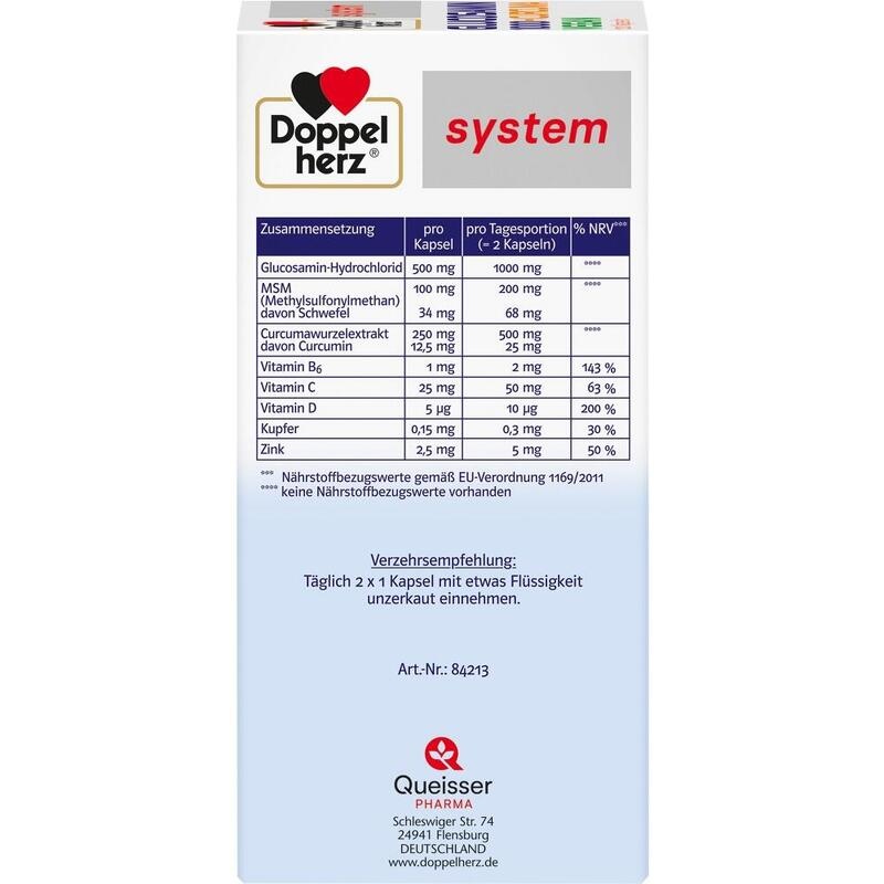 DOPPELHERZ Glucosamin 1000+Curcuma vegan syst.Kps.