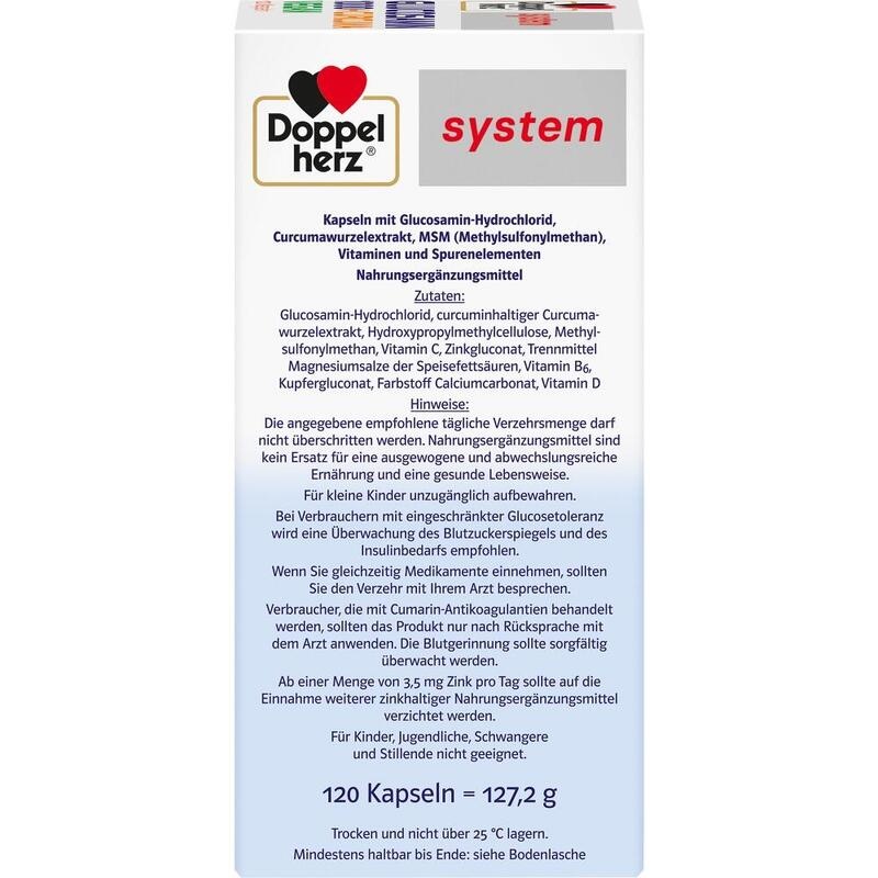 DOPPELHERZ Glucosamin 1000+Curcuma vegan syst.Kps.