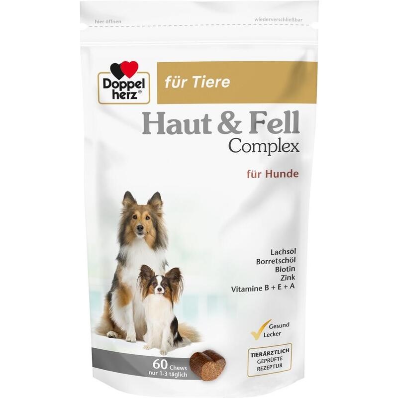 DOPPELHERZ für Tiere Haut&Fell Compl.Chews f.Hunde
