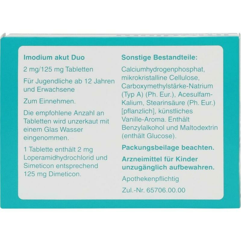 IMODIUM akut Duo 2 mg/125 mg Tabletten