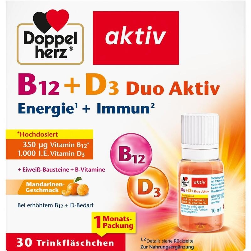DOPPELHERZ B12+D3 Duo Aktiv Trinkampullen