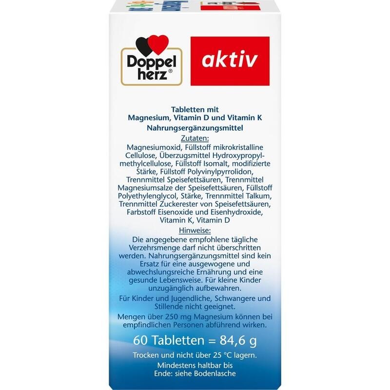 DOPPELHERZ Magnesium 500+D3+K2 Depot Tabletten