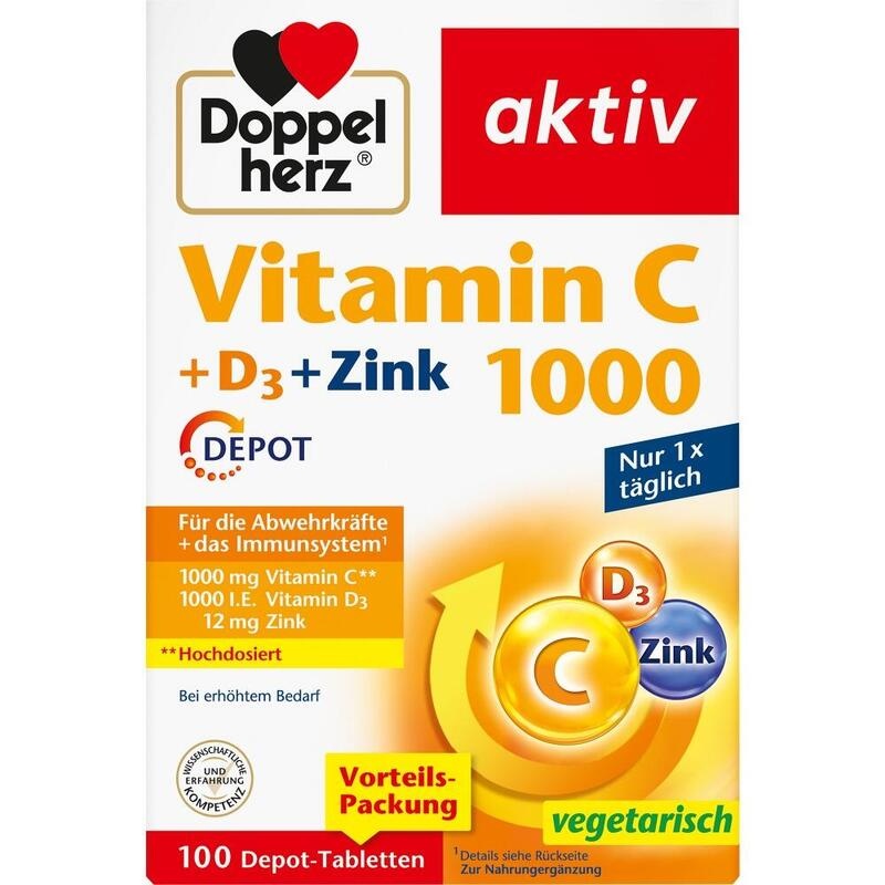 DOPPELHERZ Vitamin C 1000+D3+Zink Depot Tabletten
