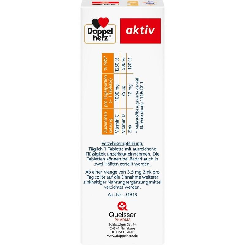 DOPPELHERZ Vitamin C 1000+D3+Zink Depot Tabletten