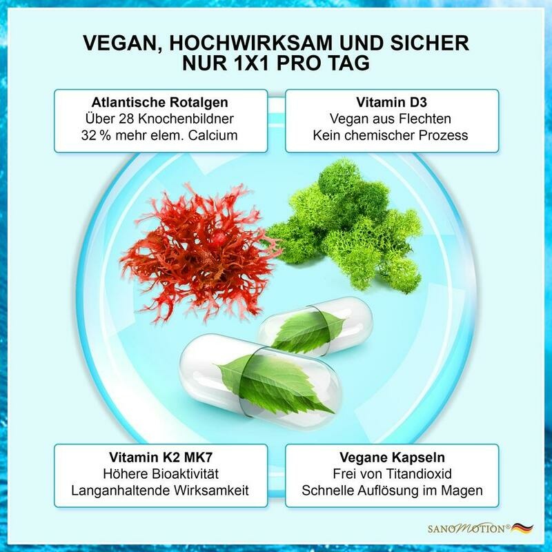 SANOMOTION STRENGTH K2+D3+Ca+Mg vegan Kapseln