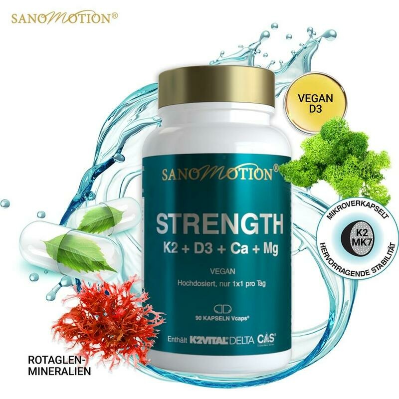 SANOMOTION STRENGTH K2+D3+Ca+Mg vegan Kapseln