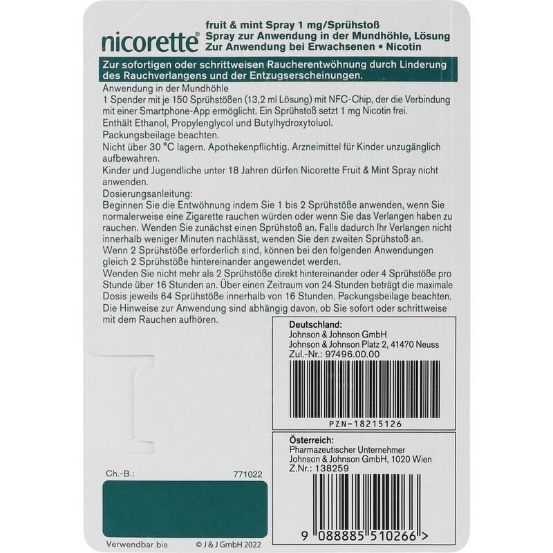 NICORETTE Fruit & Mint Spray 1 mg/Sprühstoß NFC