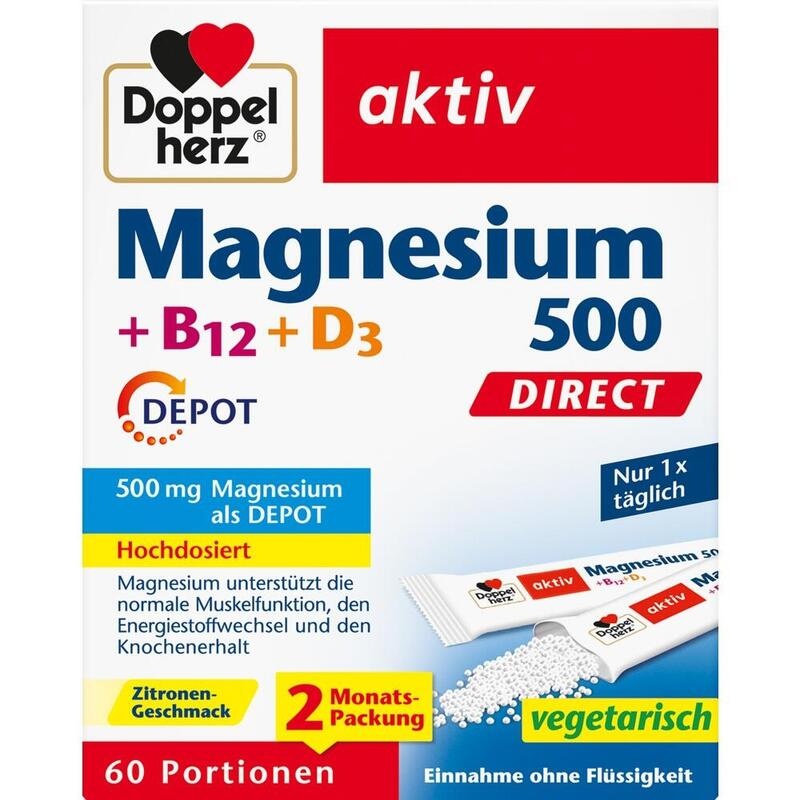 DOPPELHERZ Magnesium 500+B12+D3 Depot DIRECT Pell.