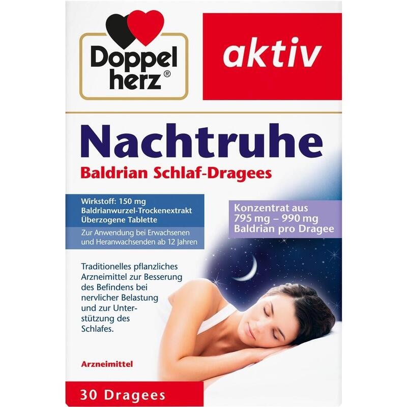 DOPPELHERZ Nachtruhe Baldrian Schlaf-Dragees