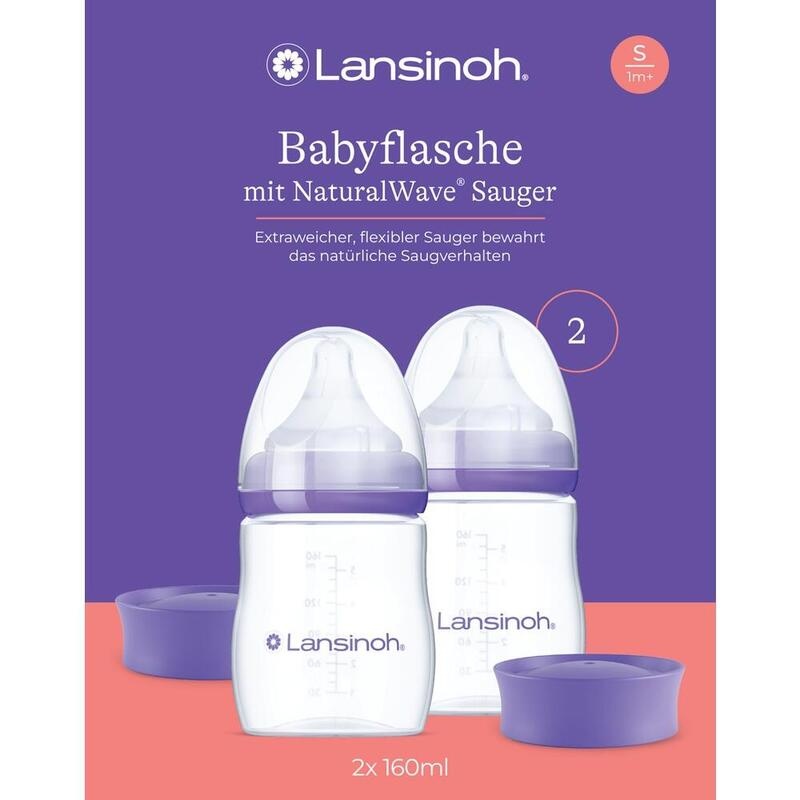 LANSINOH NaturalWave Babyflaschen 160ml & Sauger S