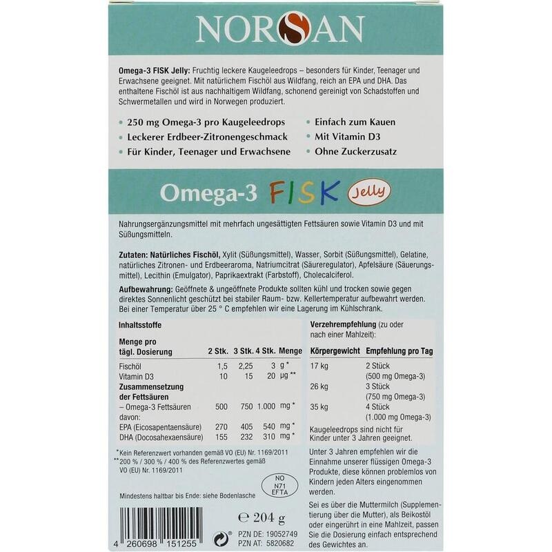 NORSAN Omega-3 FISK Jelly f.Kinder Drag.Vorratspa.