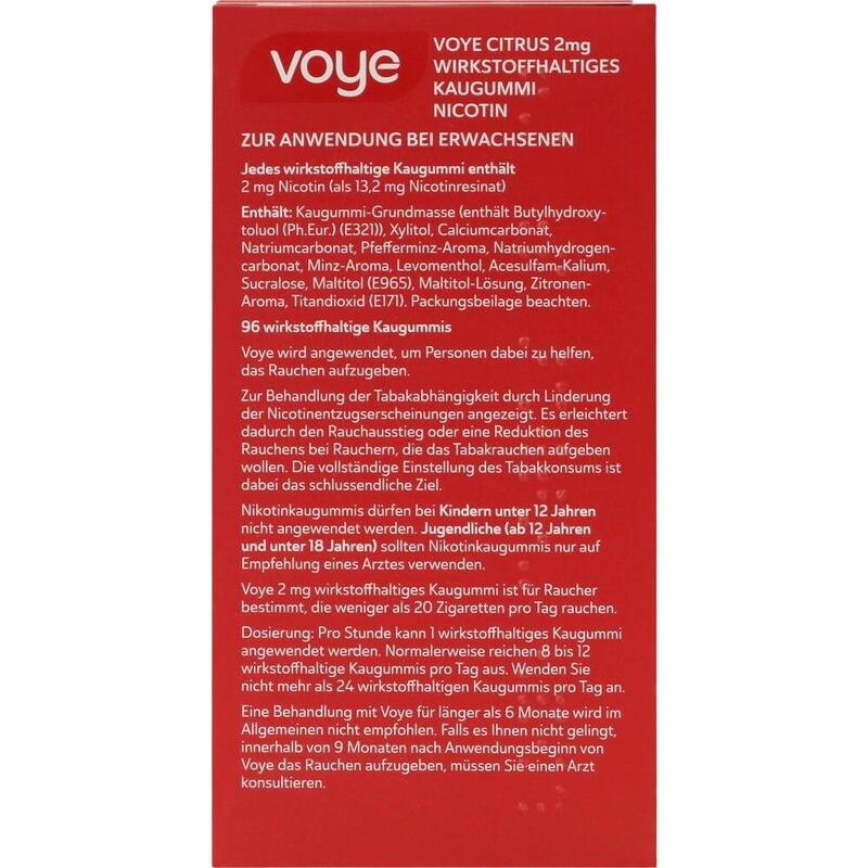 VOYE Citrus 2 mg wirkstoffhalt.Kaugummi m.Nikotin