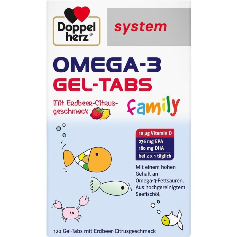 DOPPELHERZ Omega-3 Gel-Tabs family Erdb.Cit.system