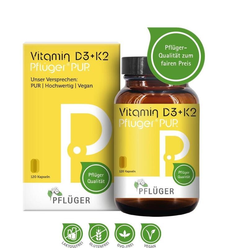 VITAMIN D3+K2 Pflüger PUR 1.000 I.E./75 μg Kapseln