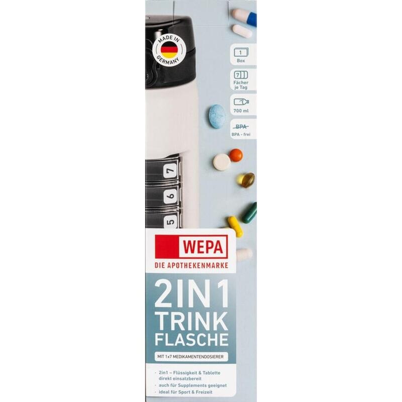 WEPA 2in1 Trinkflasche mit 1x7 Dosierer weiß