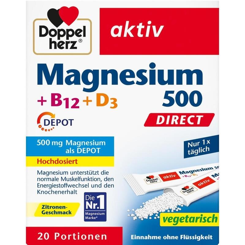 DOPPELHERZ Magnesium 500+B12+D3 Depot DIRECT Pell.