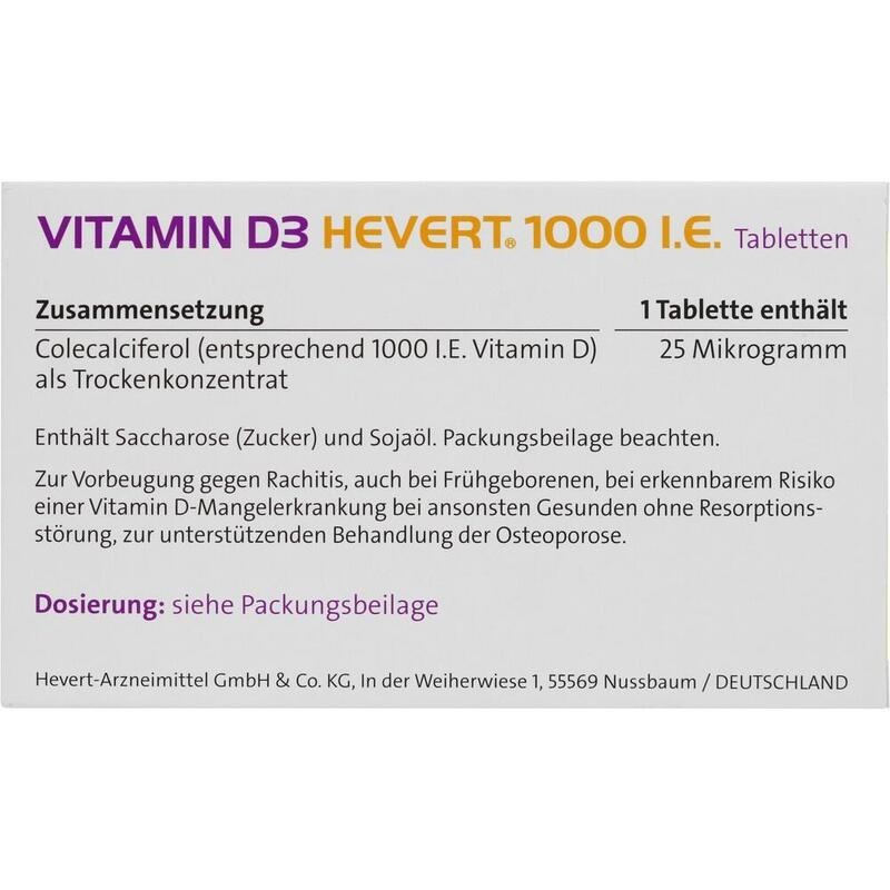 VITAMIN D3 HEVERT 1000 I.E. Tabletten